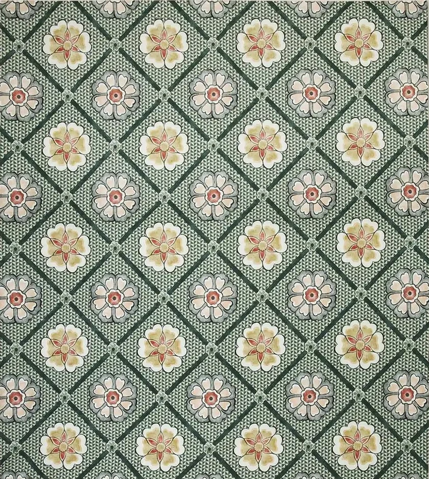 Estampado floral similar azulejo andaluz verdoso